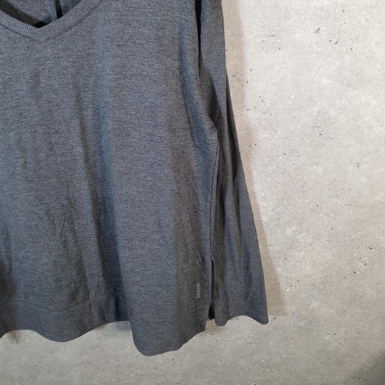 Vintage Reebok Spellout Knit Sweater Womens XL Grey Logo