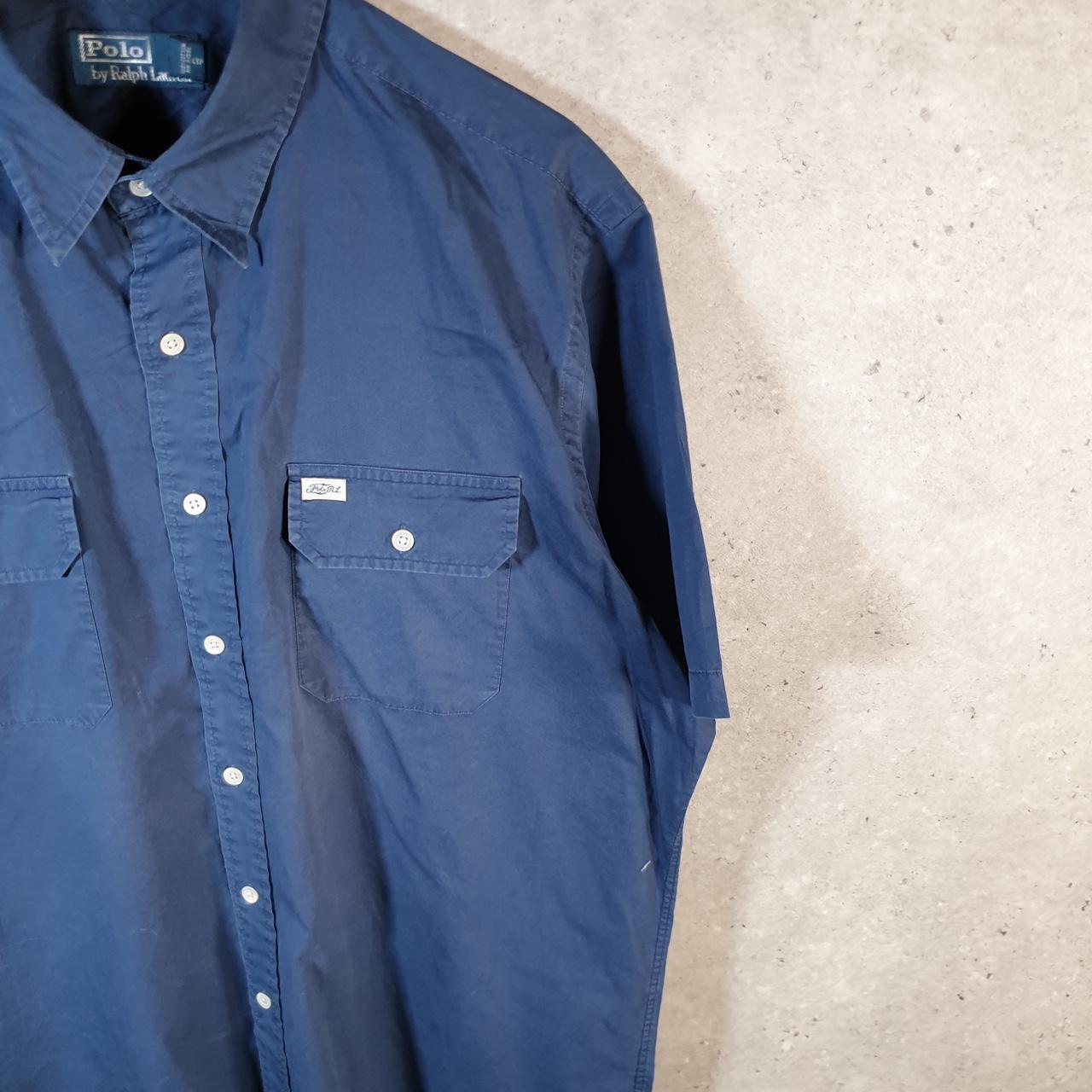 Vintage Ralph Lauren Button Down Shirt Men’s XL Navy Blue Classic Fit Cotton