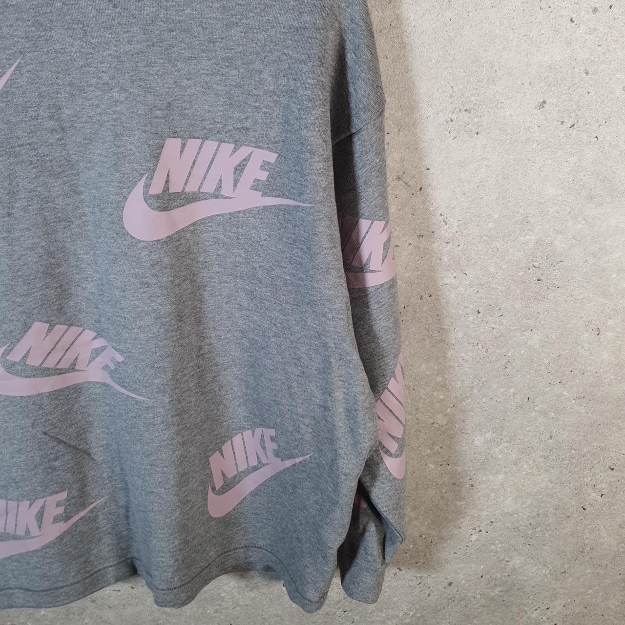 Vintage Nike All Over Print Sweatshirt Mens Small Grey AOP Swoosh Logo