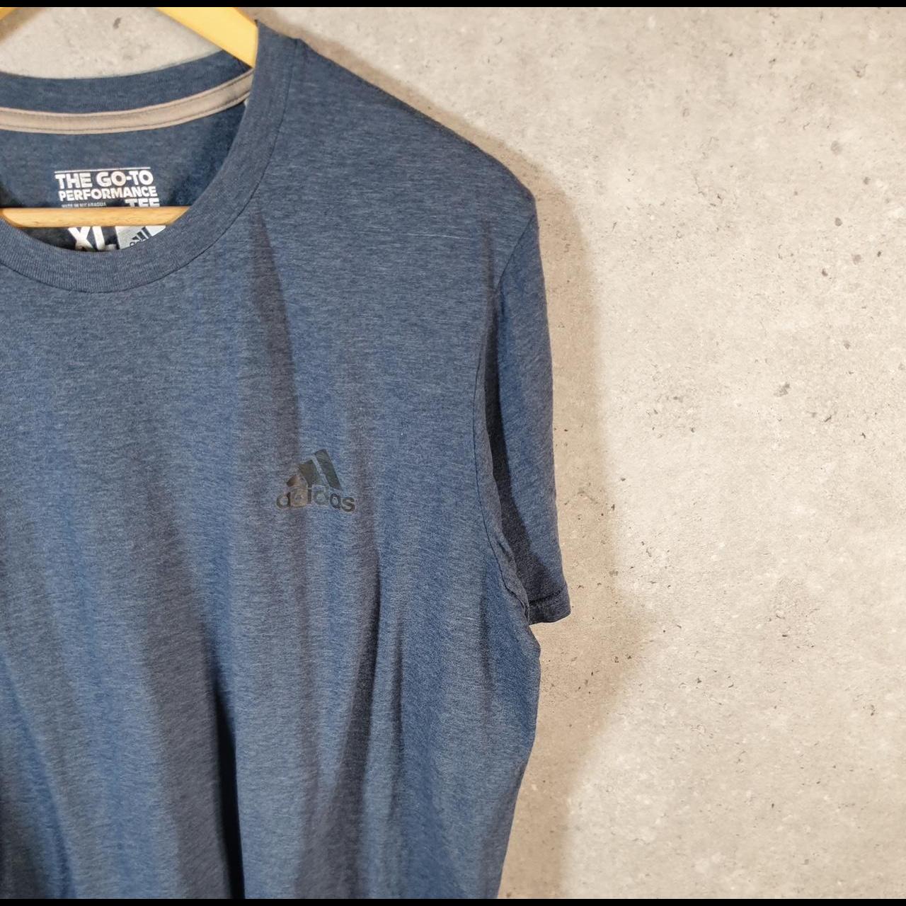 Vintage Adidas Go To Performance T Shirt Men’s XL Grey Three Stripes Logo Athletic