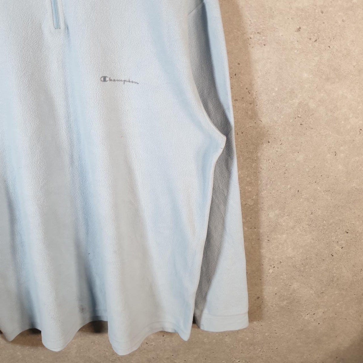 Vintage Champion 1/4 Zip Fleece Pullover Sweatshirt Mens 2XL Blue Embroidered Logo