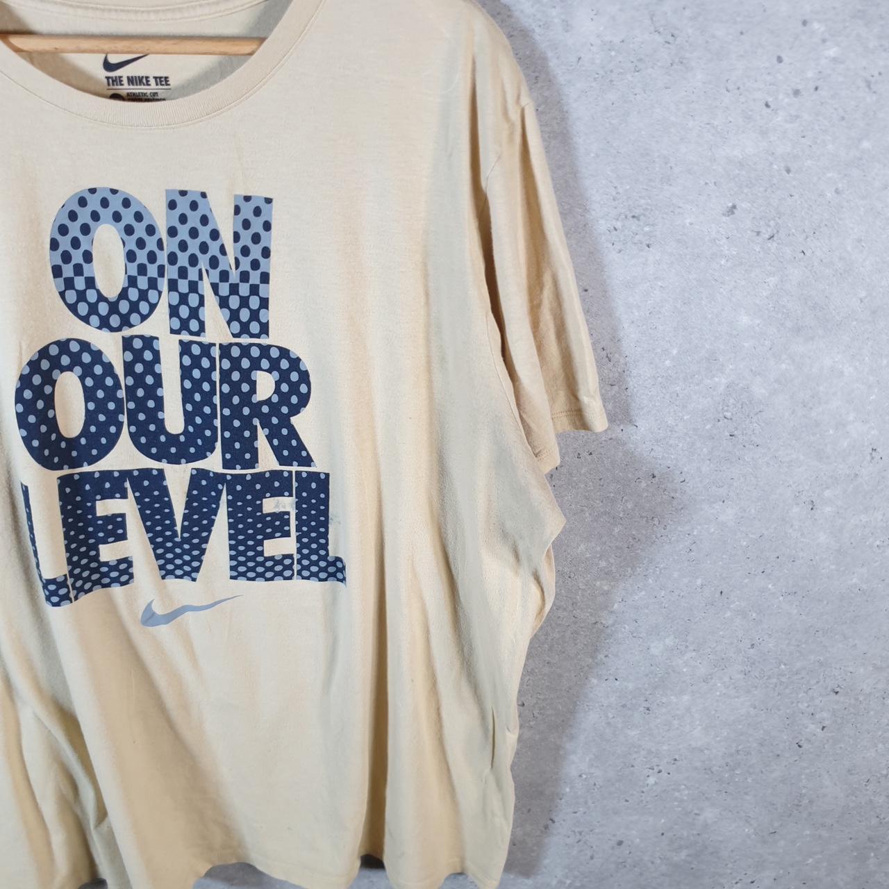 Vintage Nike On Our Level Spellout T Shirt Men’s 2XL Brown Swoosh Logo