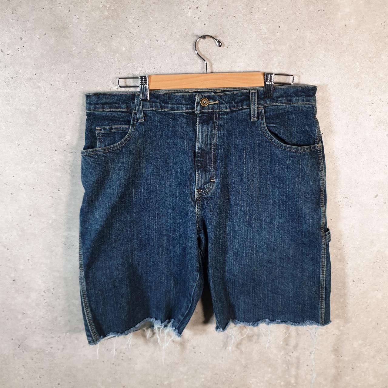 Vintage Dickies Baggy Denim Jean Shorts Jorts Cargo Mens W34 Blue Loose Fit