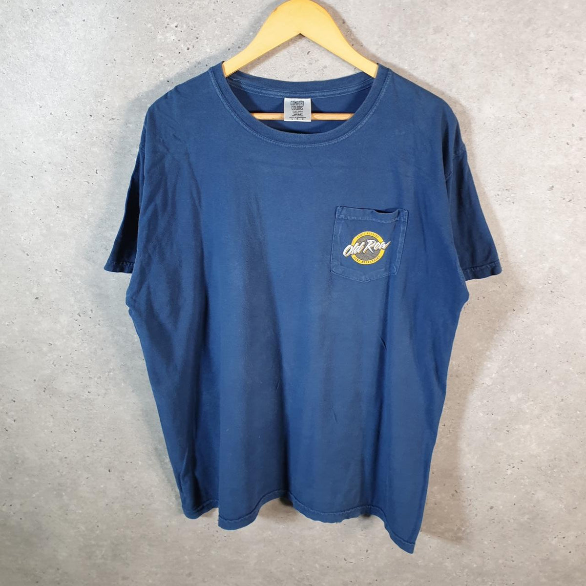 Vintage Comfort Colours Old Raw Graphic T Shirt Men’s Large Blue Casual Sports Logo