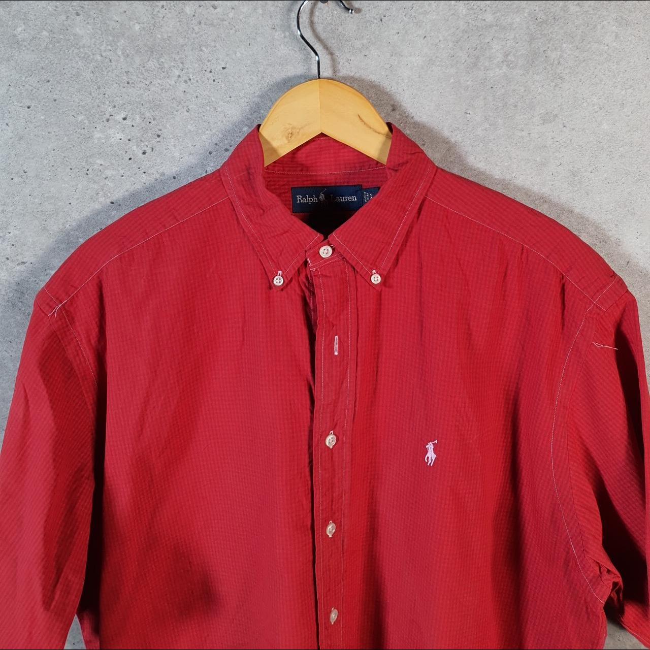 Vintage Ralph Lauren Button Down Shirt Men’s Large Red Blake Checkered Pony Casual C8476