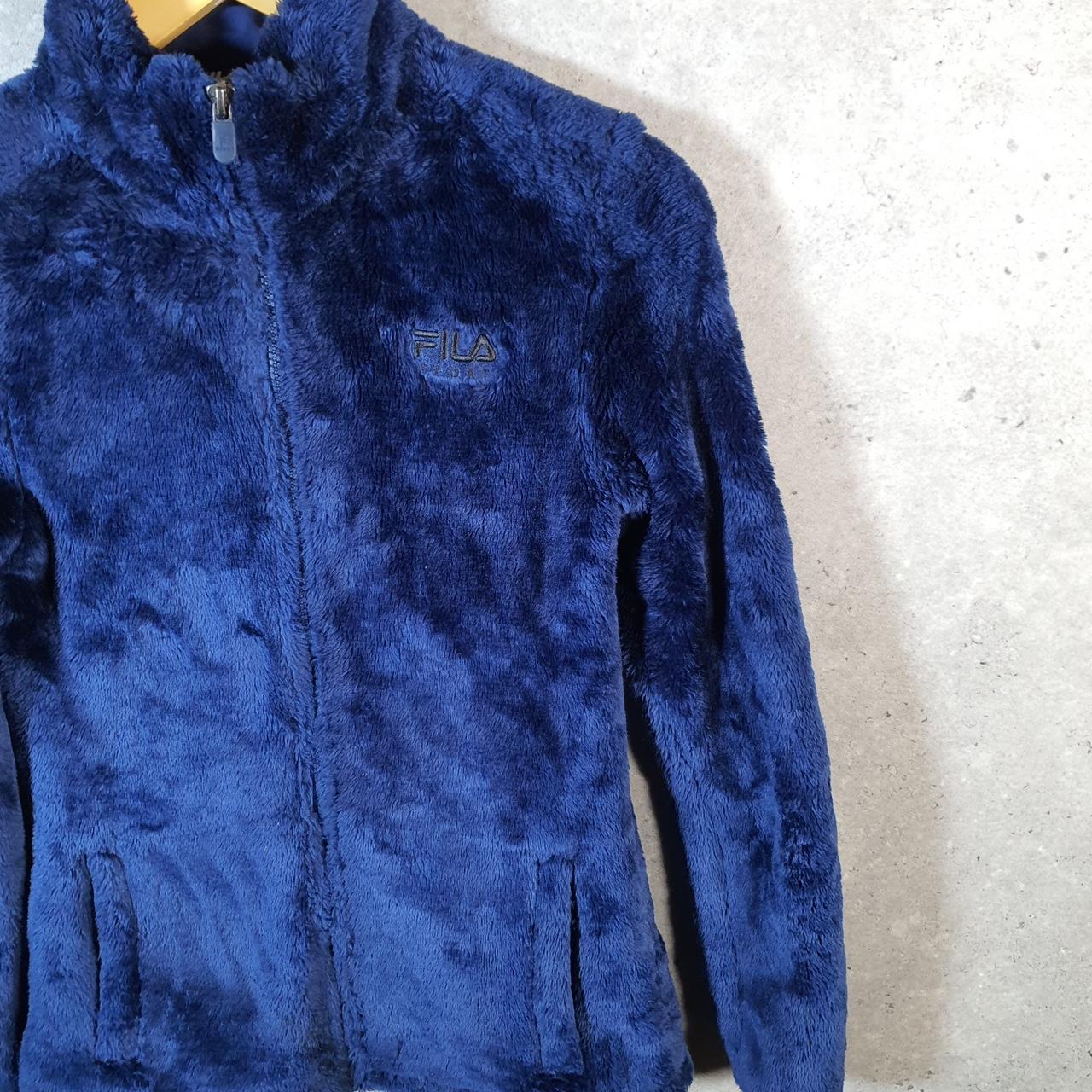 Fila Sport Fleece Full zip Hoodie Womens XS Blue Embroidered Logo