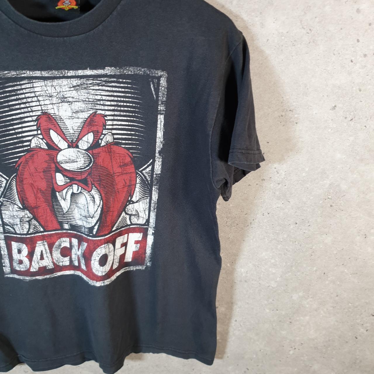 Vintage Looney Tunes Tasmanian Devil Back Off 90s T Shirt Men’s M Black Graphic