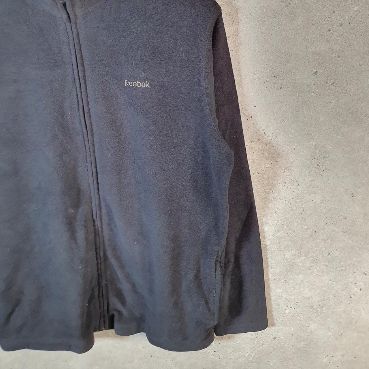 Reebok Full Zip Fleece Sweatshirt Mens Medium Black Embroidered Logo