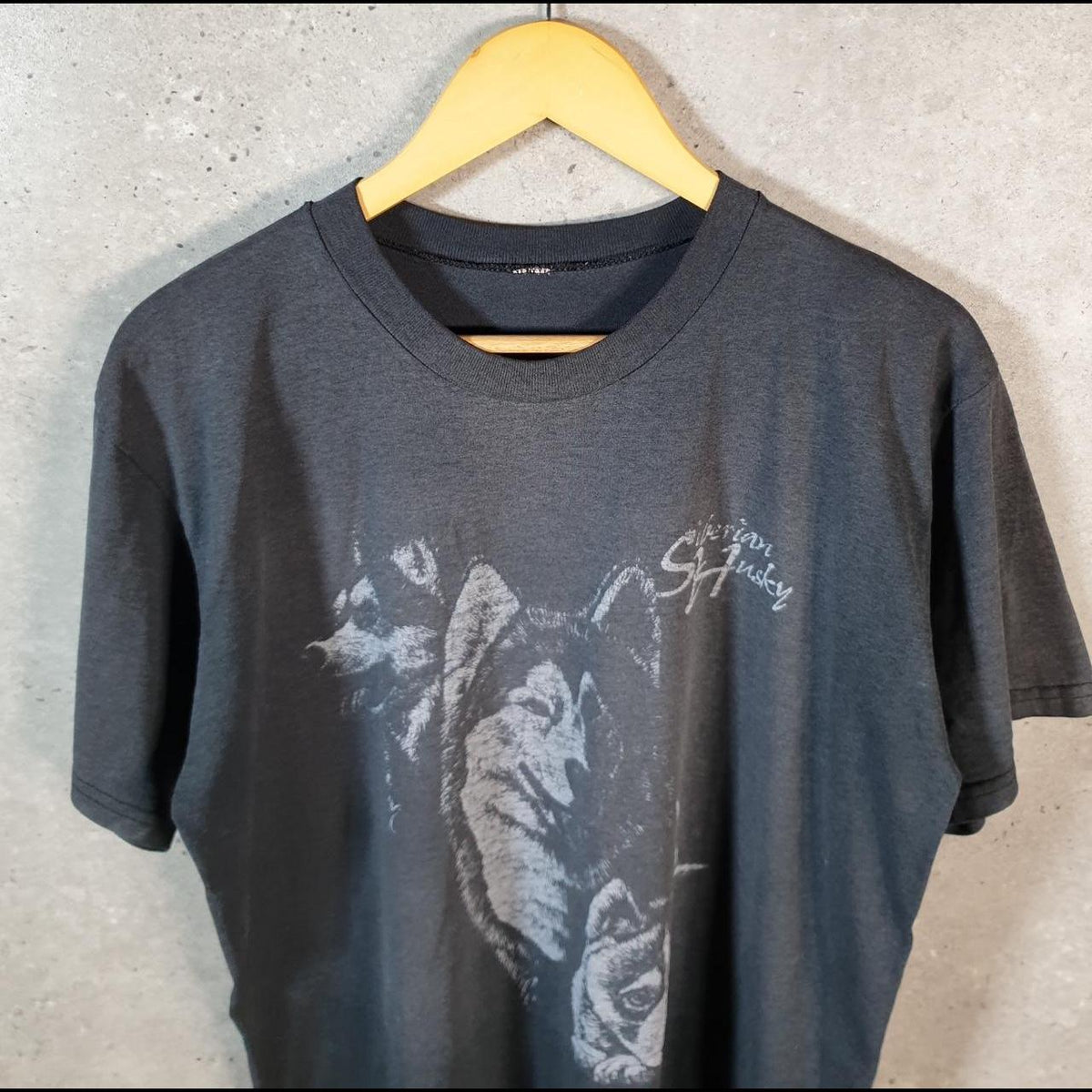 Vintage Siberian Husky Graphic Dog 90s USA Single Stitch T Shirt Men’s Medium Black C9613