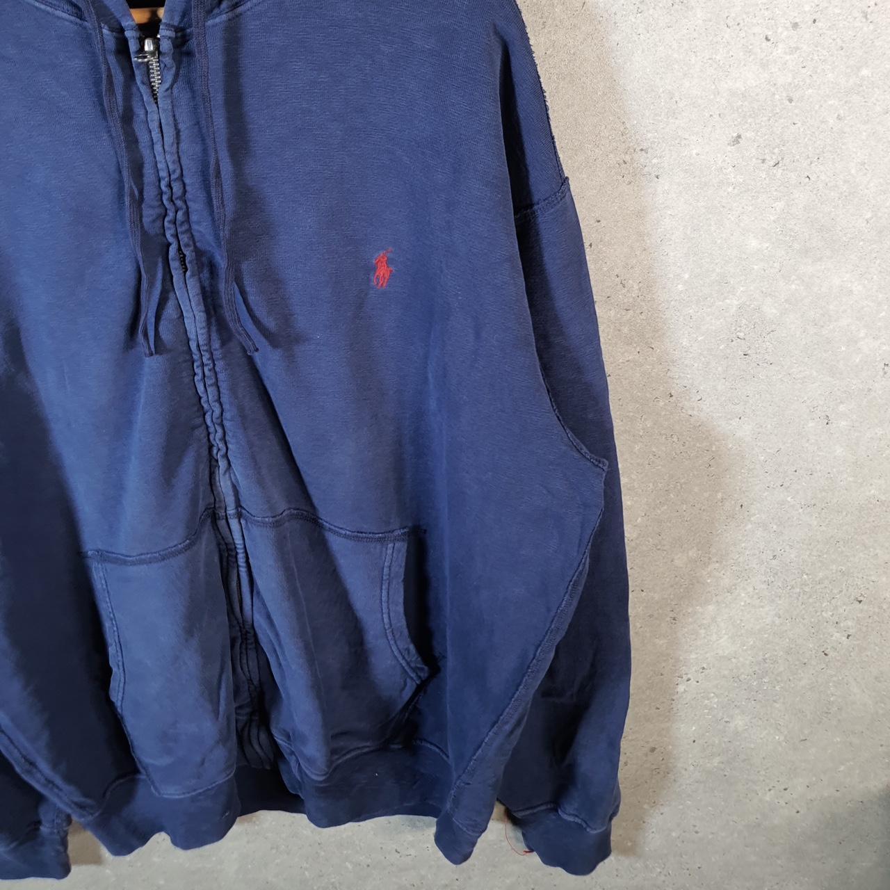 Vintage Ralph Lauren Polo Full Zip Hodie Men’s XL Tall Navy Blue Cotton Pony
