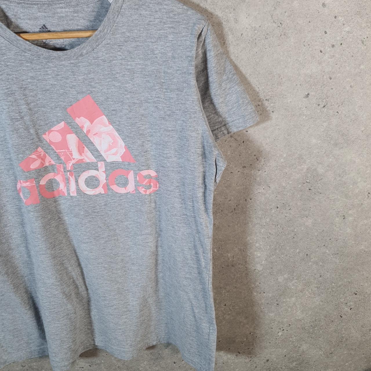 Vintage Adidas Amplifier T Shirt Womens Large Grey Three Stripes Logo Athletic