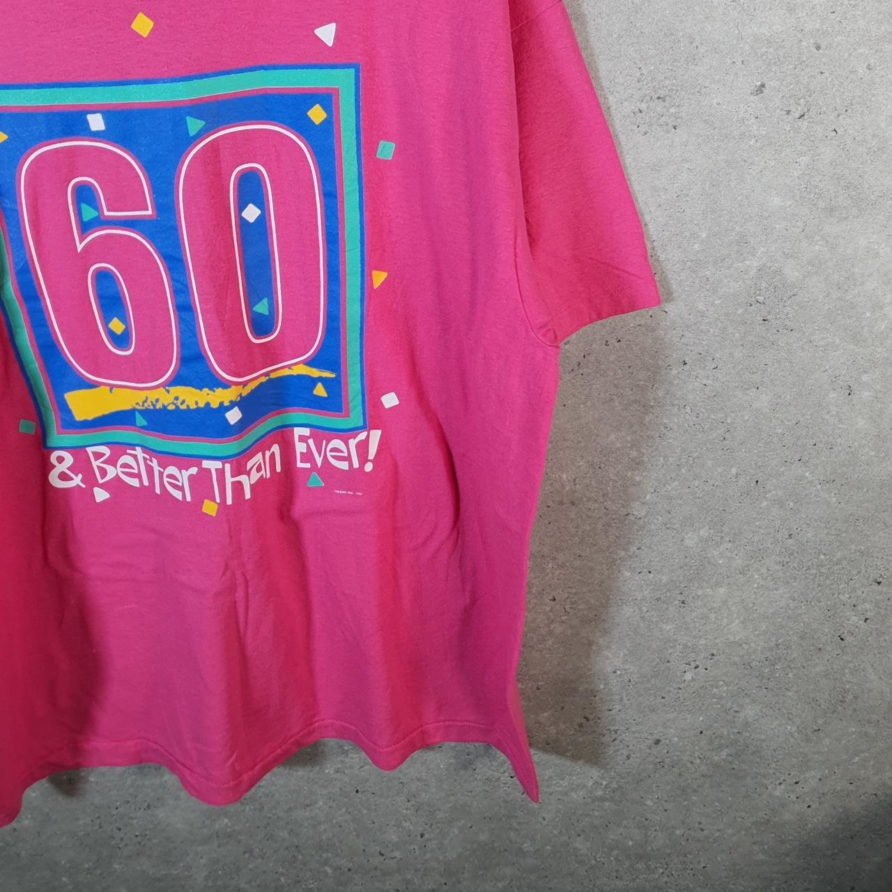 Vintage Hanes 1991 60 Years Old Birthday USA Single Stitch T Shirt Men’s XL Pink