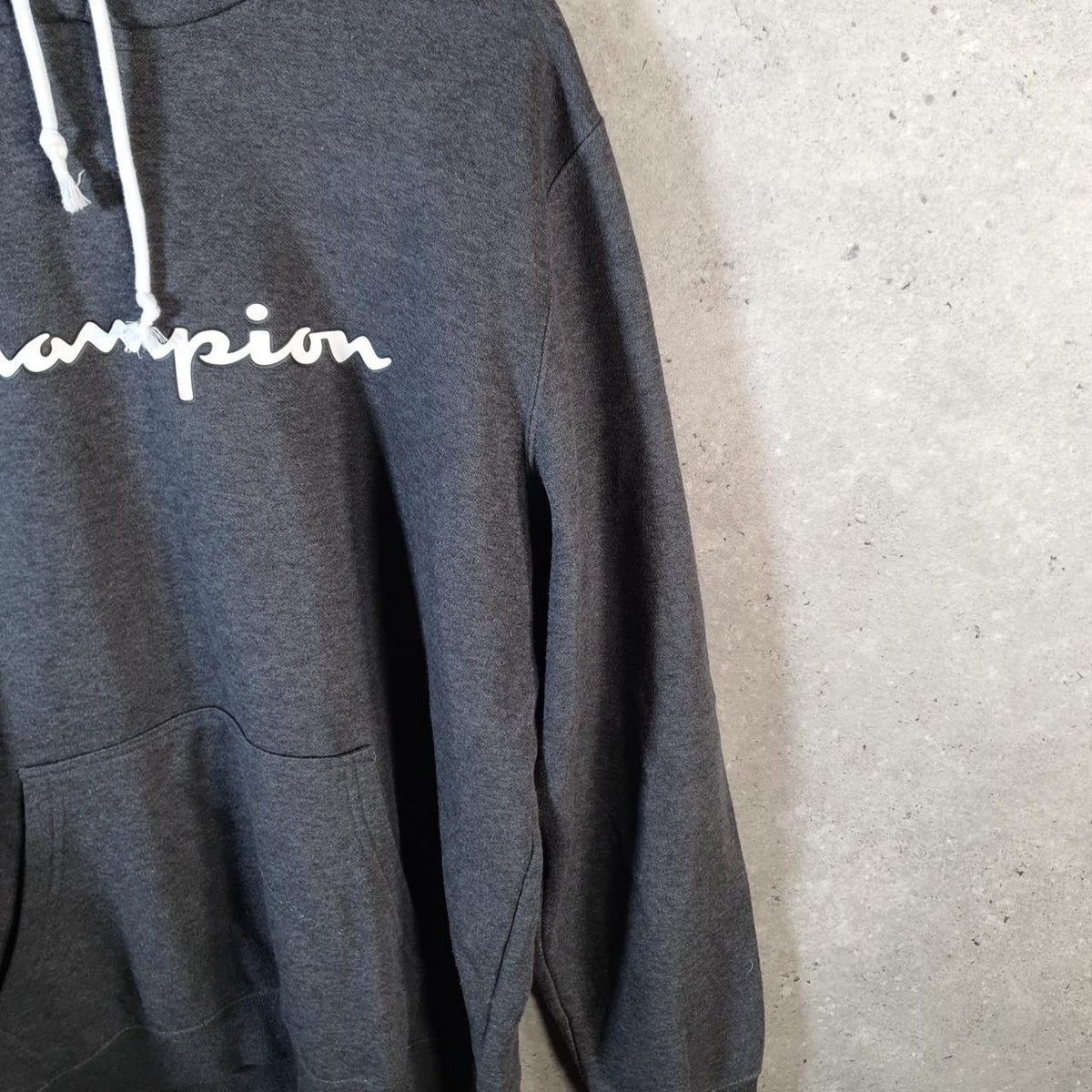 Vintage Champion Spellout Hoodie Men’s XL Grey Pro Sport Pullover Embroidered