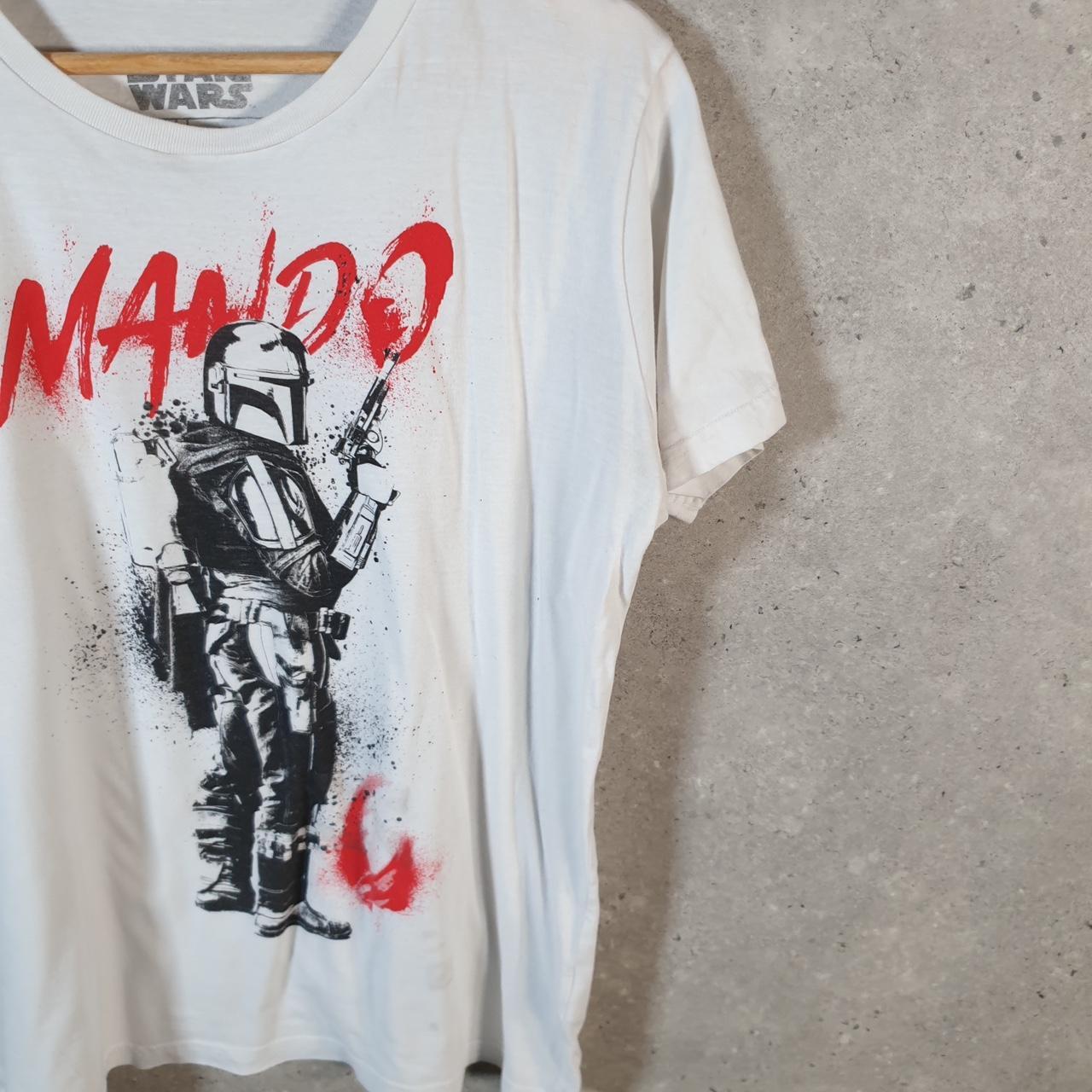 Vintage Star Wars Mando Mascara De Latex T Shirt Men’s Medium White Logo Graphic Spellout