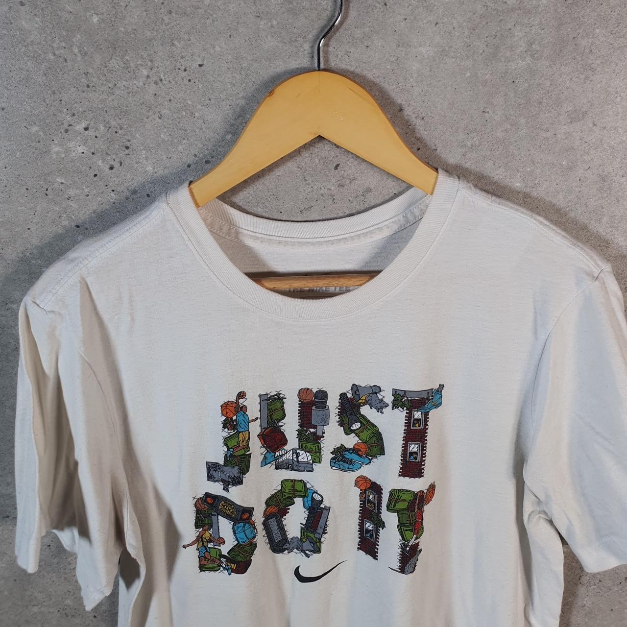 Vintage Nike Just Do It Spellout T Shirt Shirt Men’s Small White Swoosh Logo Athletic C9738