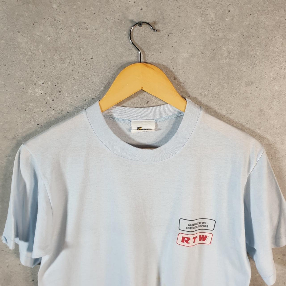 Vintage K Brand Caterpillar Tools Graphic 90s USA Single Stitch T Shirt Men’s Medium Blue