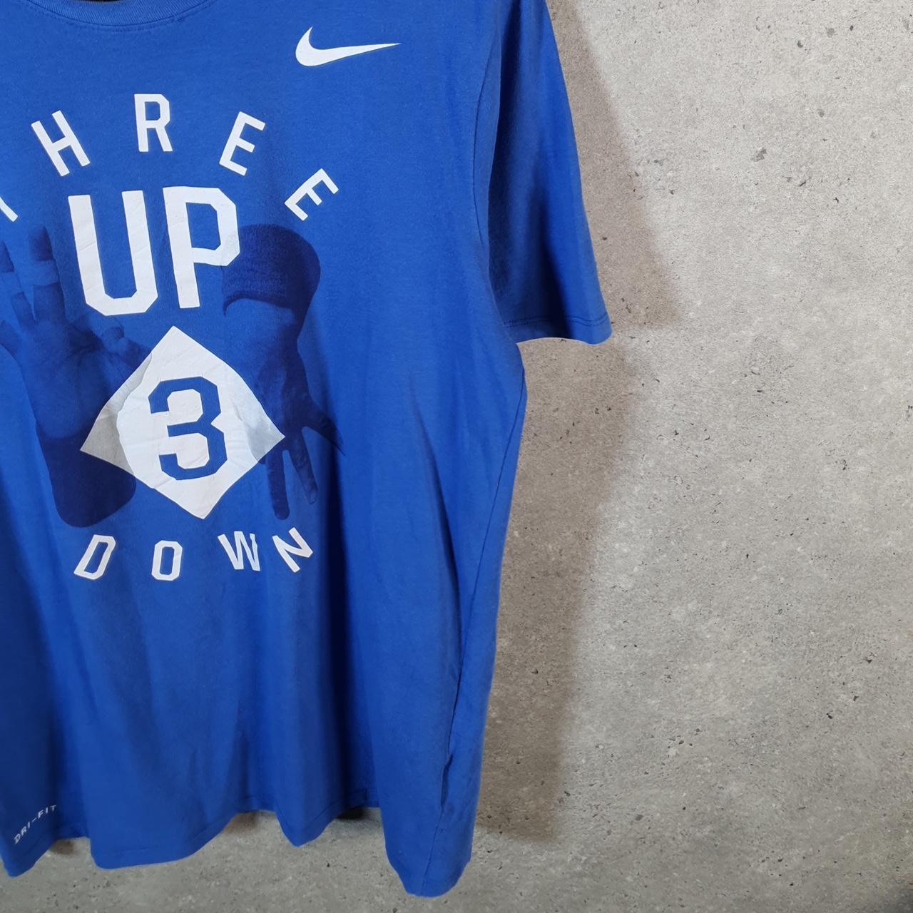 Vintage Nike Dri fit 3 Up 2 Down T Shirt Mens Medium Blue Printed Logo Swoosh Athletic