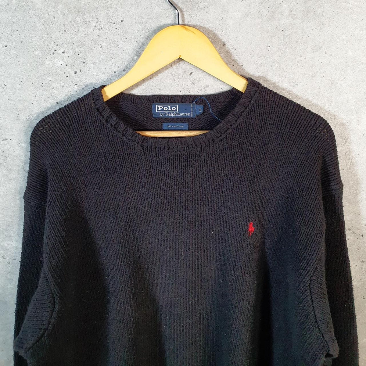 Vintage Ralph Lauren Polo Heavyweight Sweatshirt Men’s Large Black Pullover Pony C8847