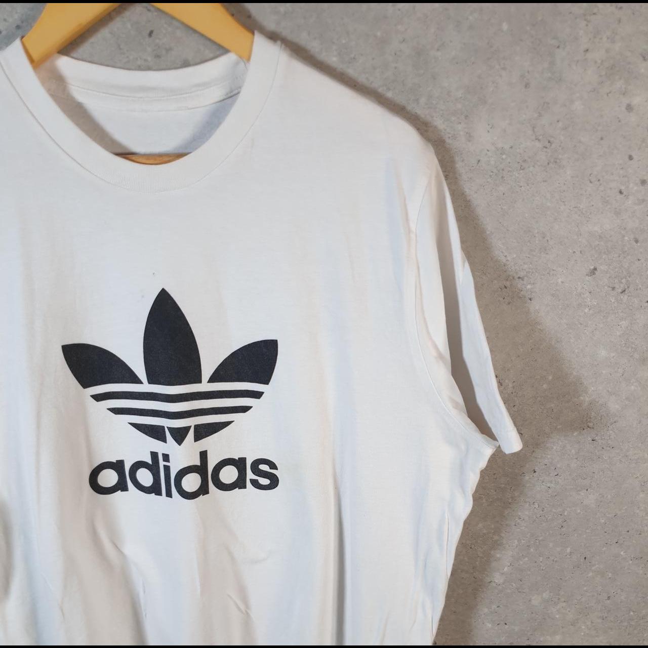 Vintage Adidas T Shirt Men’s XL White Three Stripes Logo Athletic