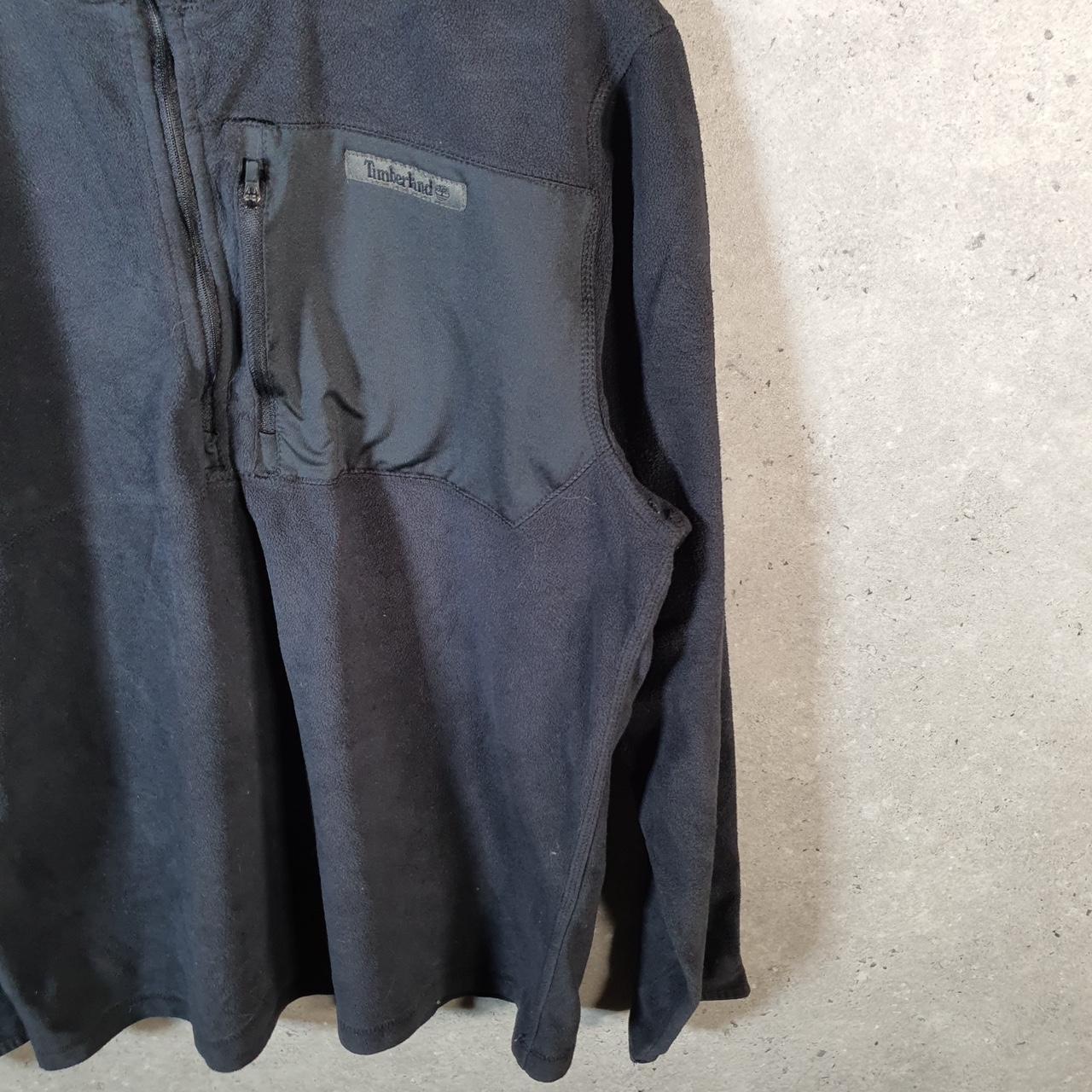 Vintage Timberland 1/4 Zip Fleece Sweatshirt Mens Medium Black Spellout Logo Winter