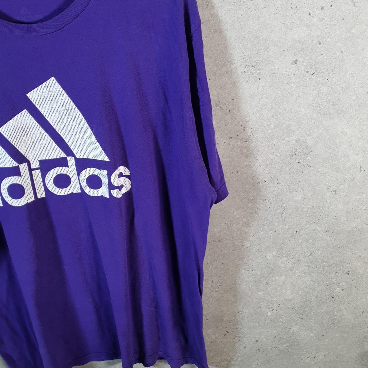 Vintage Adidas Spellout T Shirt Men’s XL Purple Three Stripes Logo Athletic