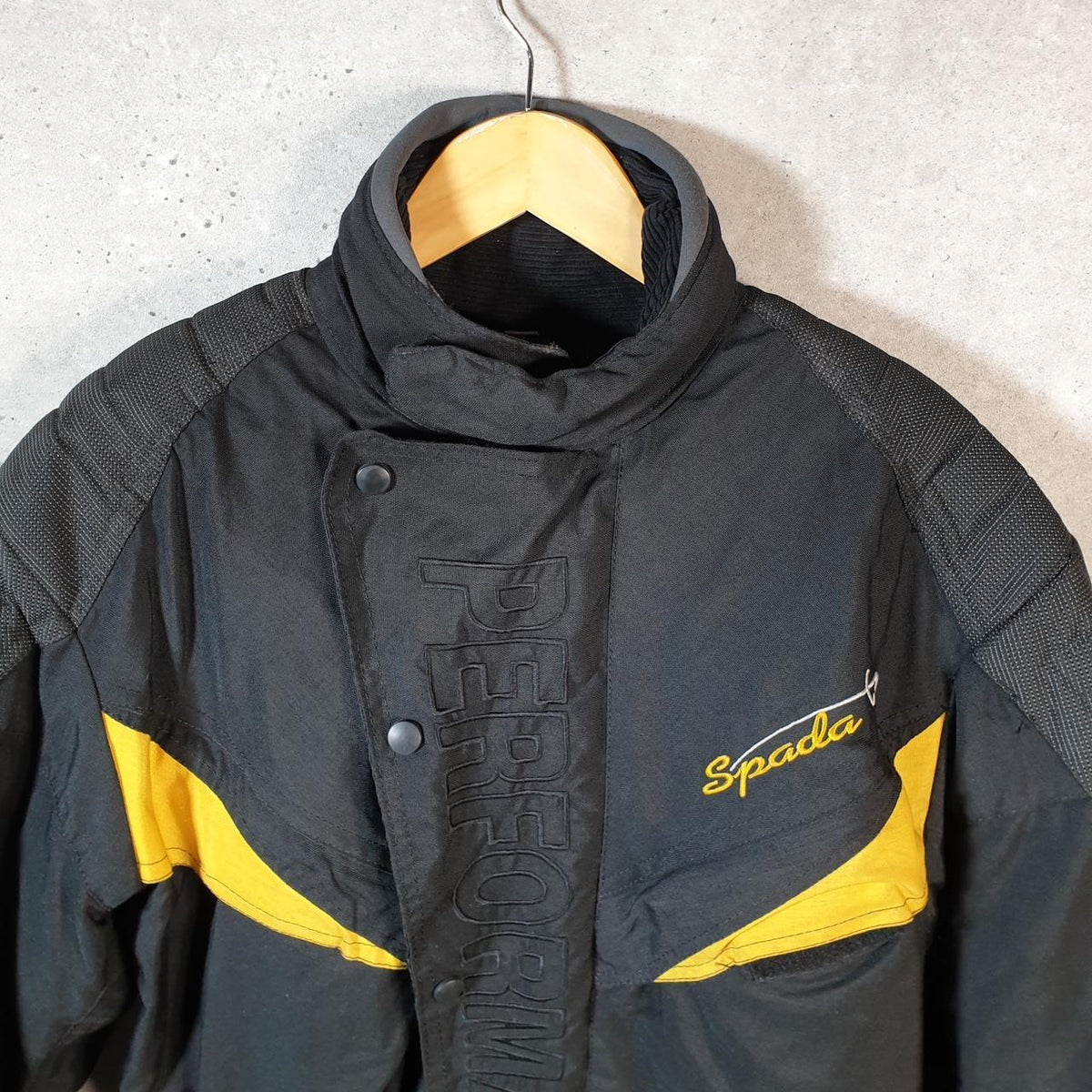 Vintage Spada Motorcycle Jacket Mens Small Black Armoured Padded Shoulder Elbows