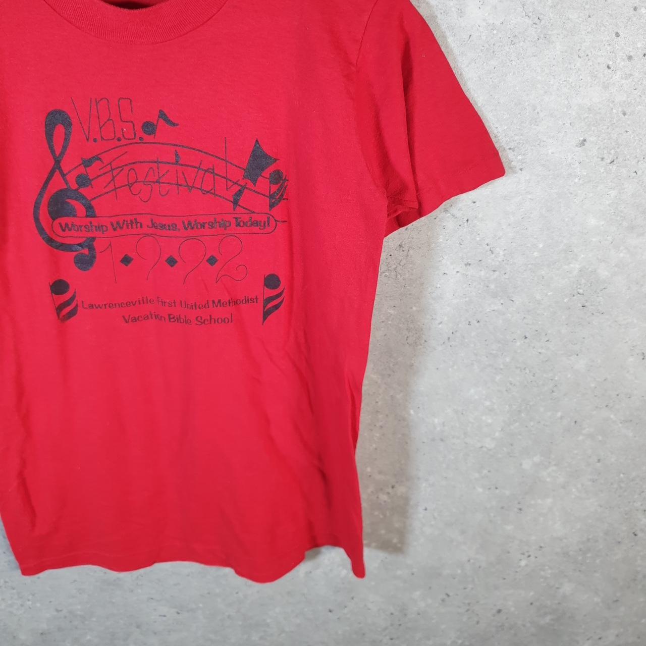 Vintage Jerzees Church Bible Methodist 90s USA Single Stitch T Shirt Men’s Small Red