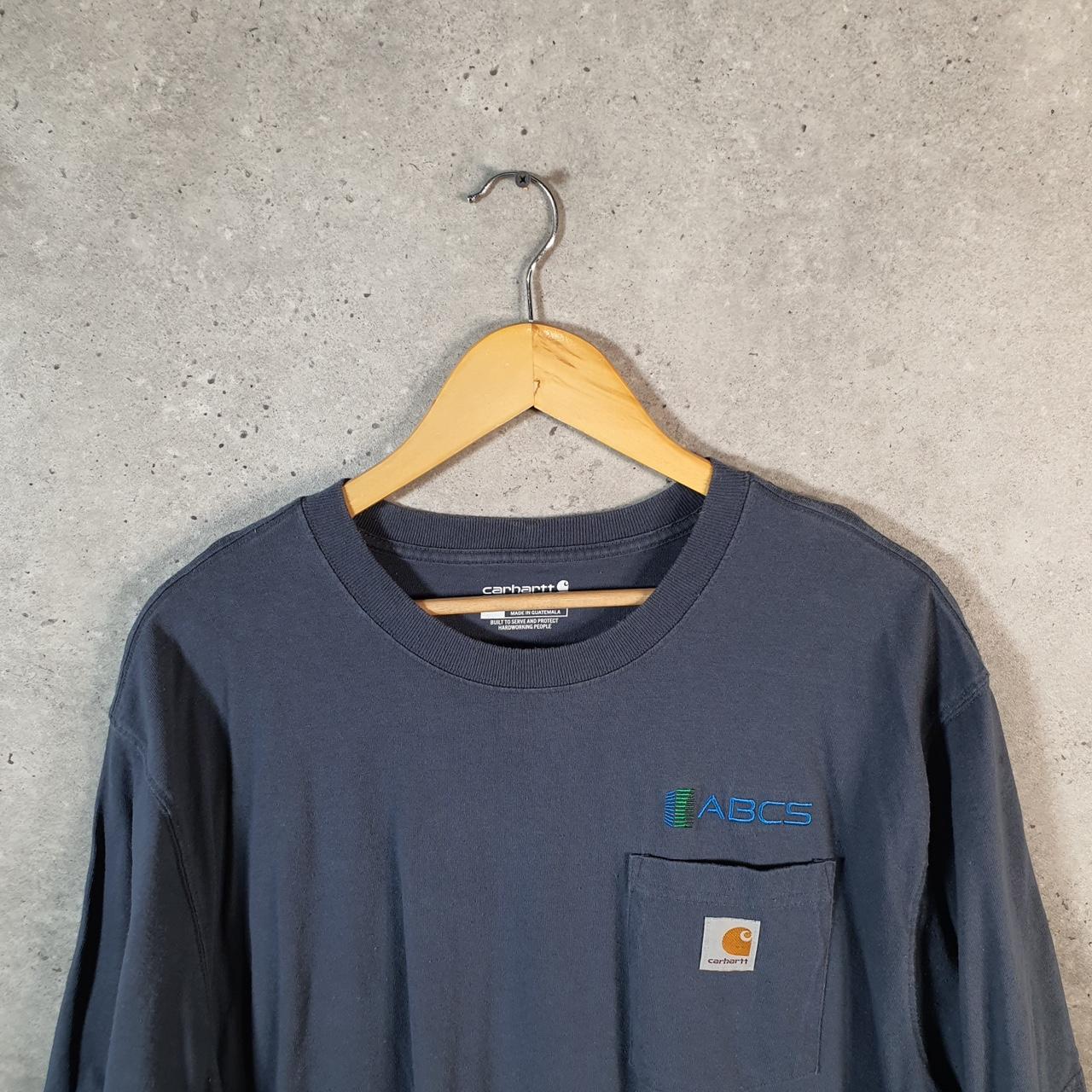 Vintage Carhartt Pocket T Shirt Men’s Large Blue Workwear Chore Utility Loose Fit - Big Fish Vintage