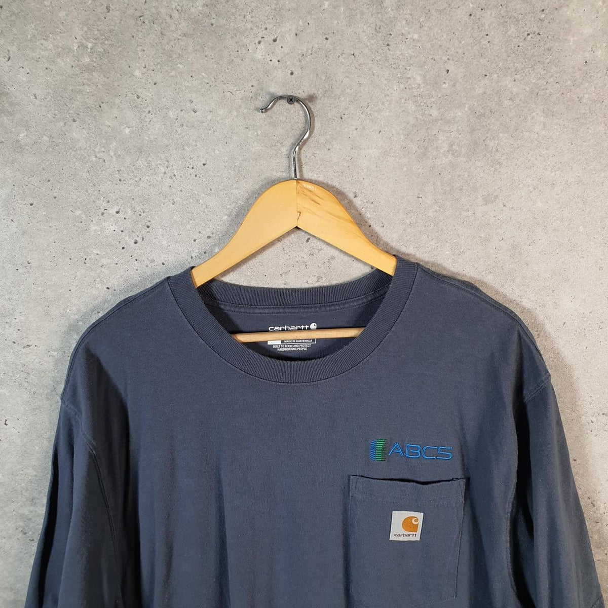 Vintage Carhartt Pocket T Shirt Men’s Large Blue Workwear Chore Utility Loose Fit - Big Fish Vintage