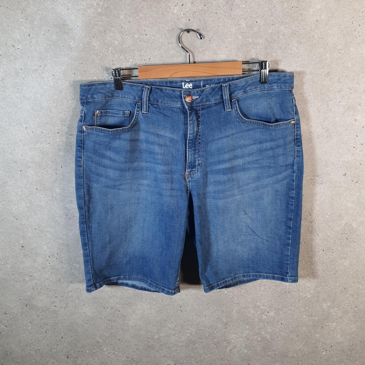 Vintage Lee Baggy Shorts Jorts Cargo Womens W36 Blue Denim Relaxed Cargo