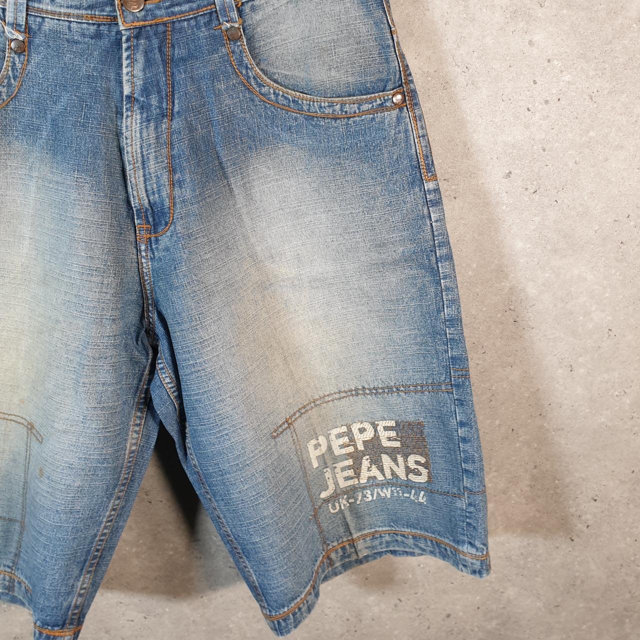 Vintage Pepe Jeans Baggy Y2K Hip Hop Jeans Shorts Jorts Mens W36 Blue Denim USA Big Fish Vintage