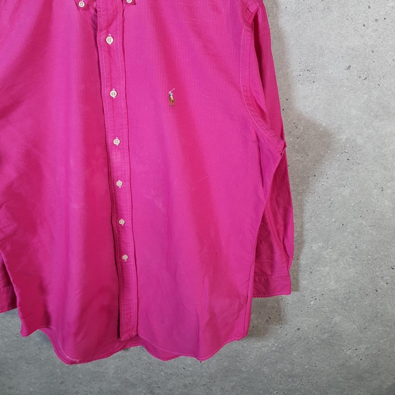Vintage Ralph Lauren Button Down Shirt Men’s Large Pink Custom Fit Cotton Pony