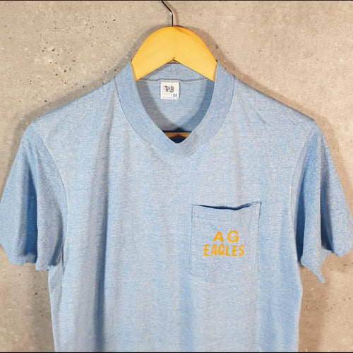 Vintage AG Eagles Graphic 90s USA Single Stitch T Shirt Men’s Medium Blue C8756