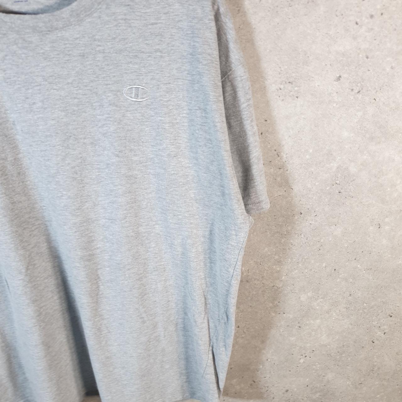 Vintage Champion Embroidered Spellout T Shirt Men’s XL Grey USA Athletic