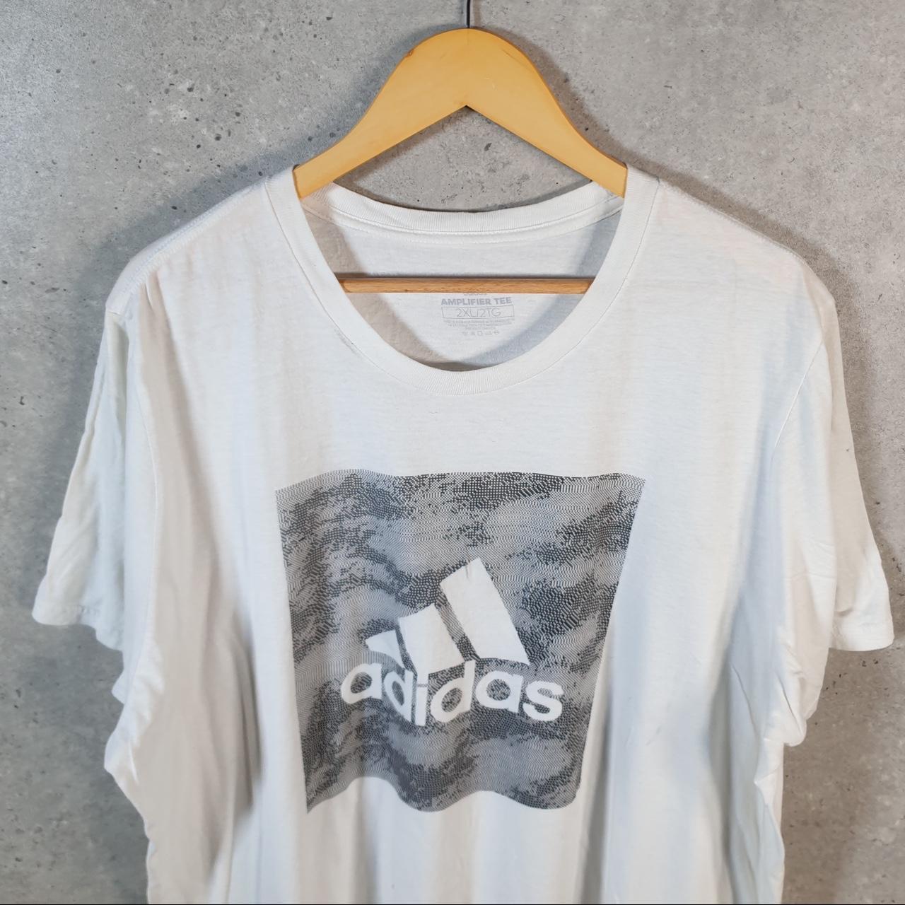 Vintage Adidas Amplifier T Shirt Shirt Men’s 2XL White Three Stripes Logo Athletic C9904