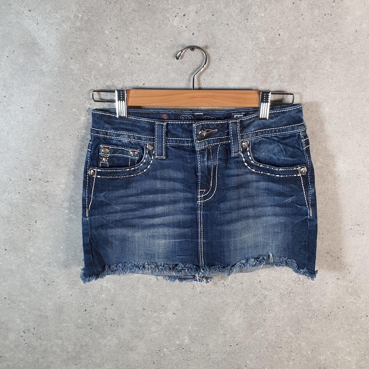Vintage Miss Me Baggy Y2K Hip Hop Jeans Shorts Jorts Womens W27 Blue Denim Low Rise