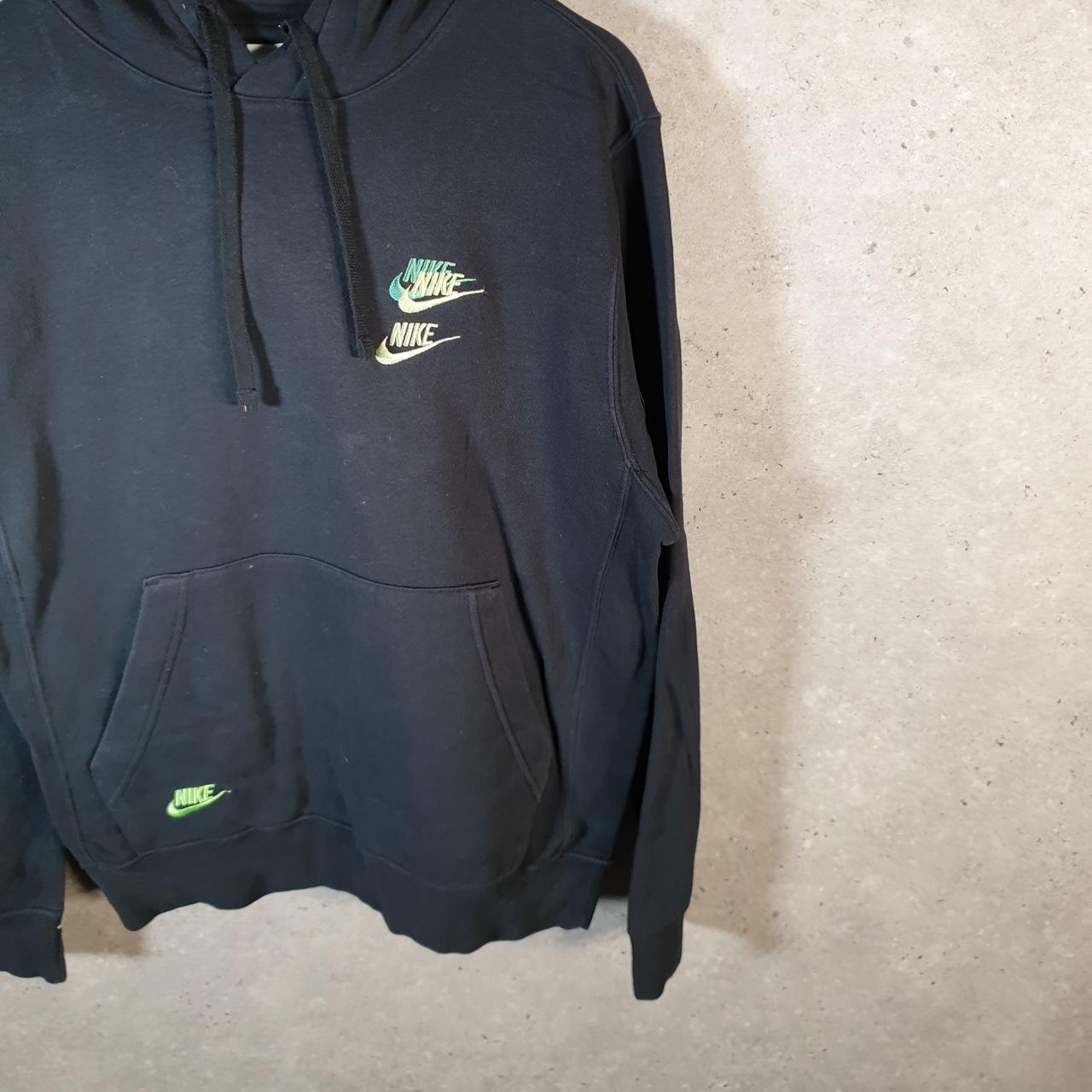 Vintage Nike Club Embroidered AOP Hoodie Men’s Small Black Swoosh Y2K Pullover