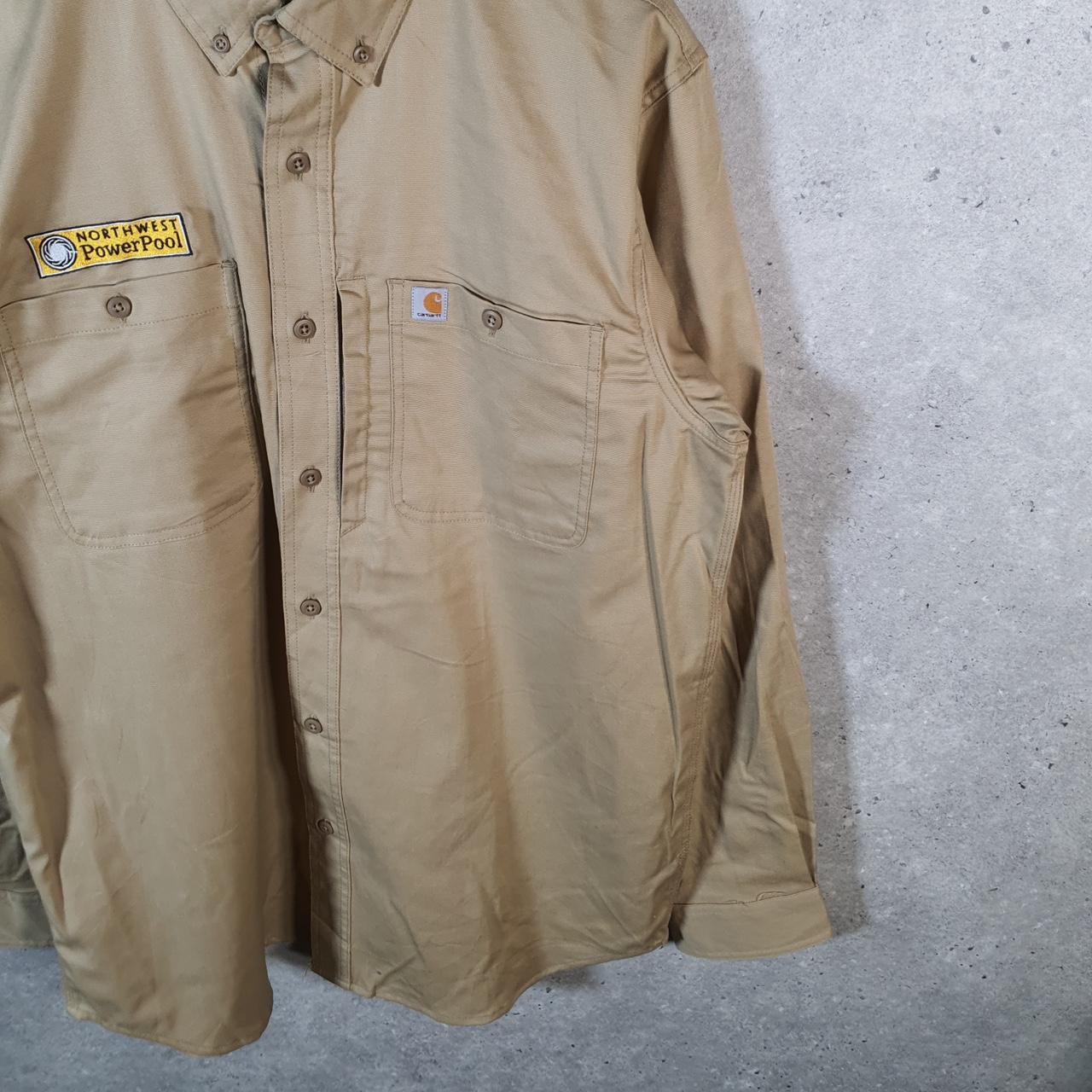 Vintage Carhartt Shirt Button Down Mens Large Brown Long Sleeve Relaxed Fit