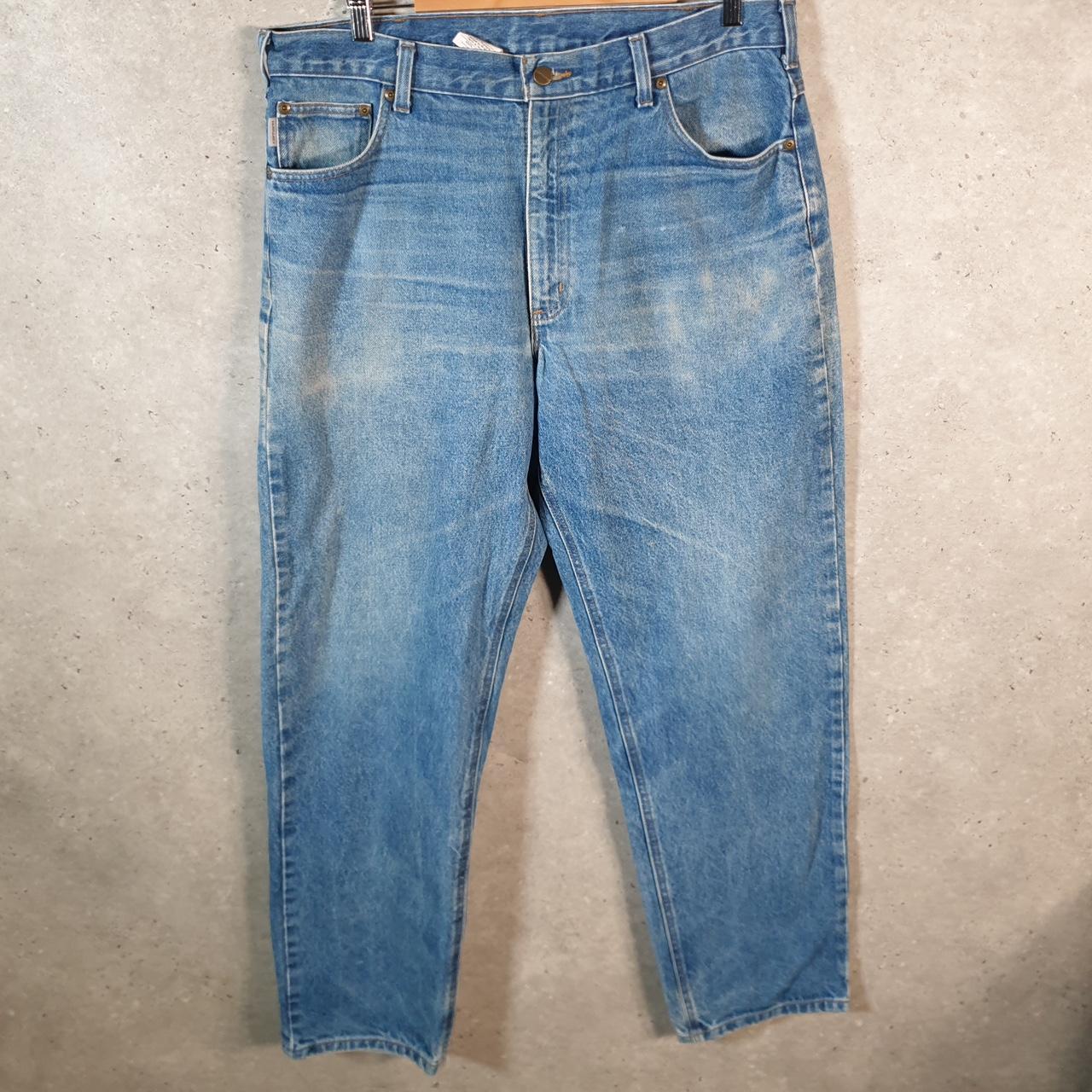 Vintage Carhartt Workwear Carpenter Jeans Mens W38 L32 Blue Denim Relaxed Fit USA
