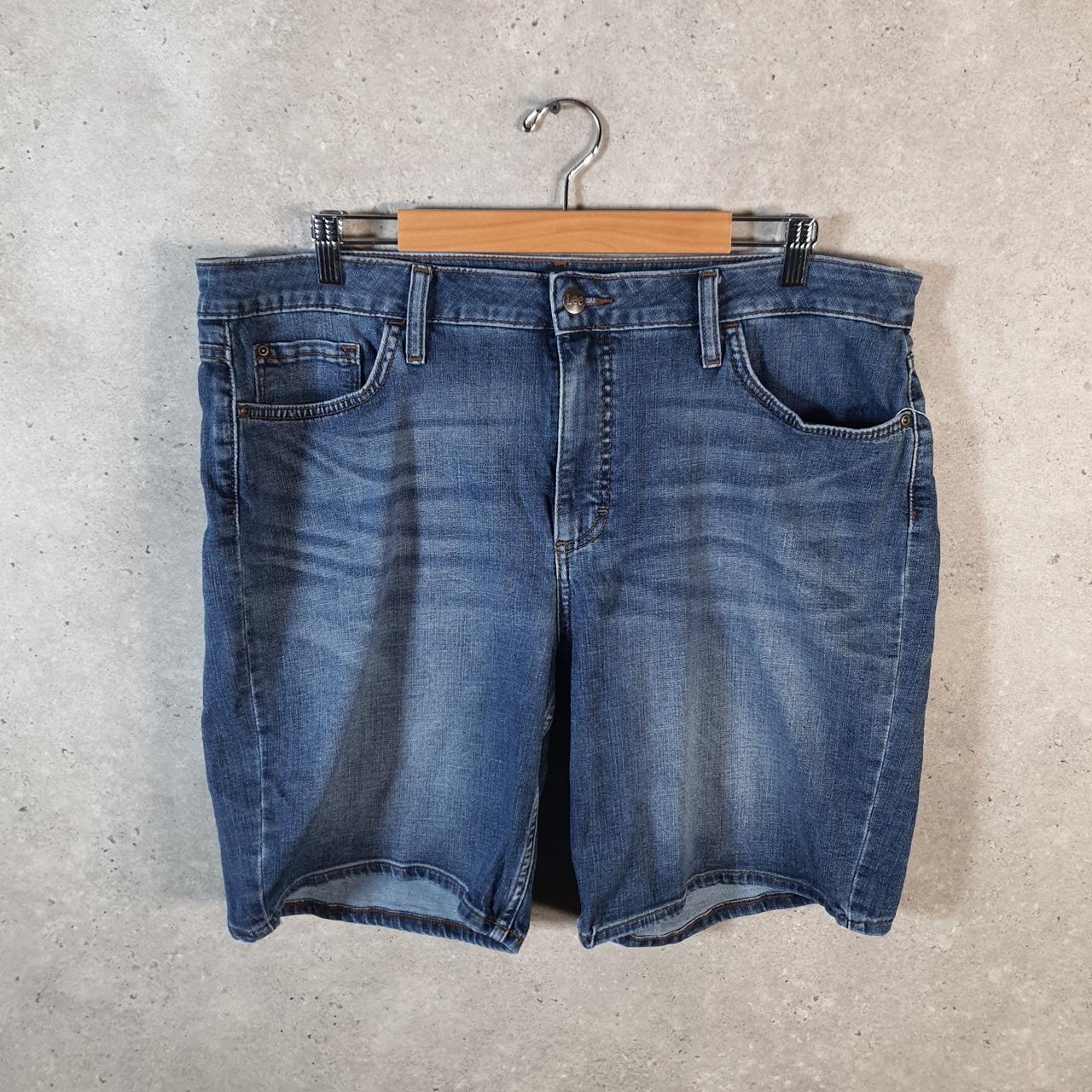 Vintage Lee Baggy Shorts Jorts Cargo Womens W38 Blue Denim Relaxed Cargo