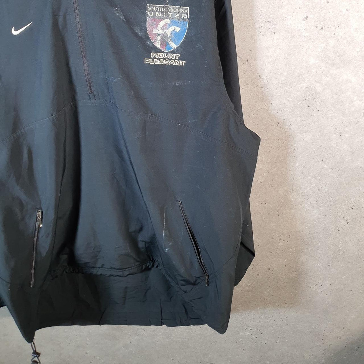 Vintage Nike Windbreaker Track Jacket Mens Large Black USA Swoosh 1/4 Zip USA