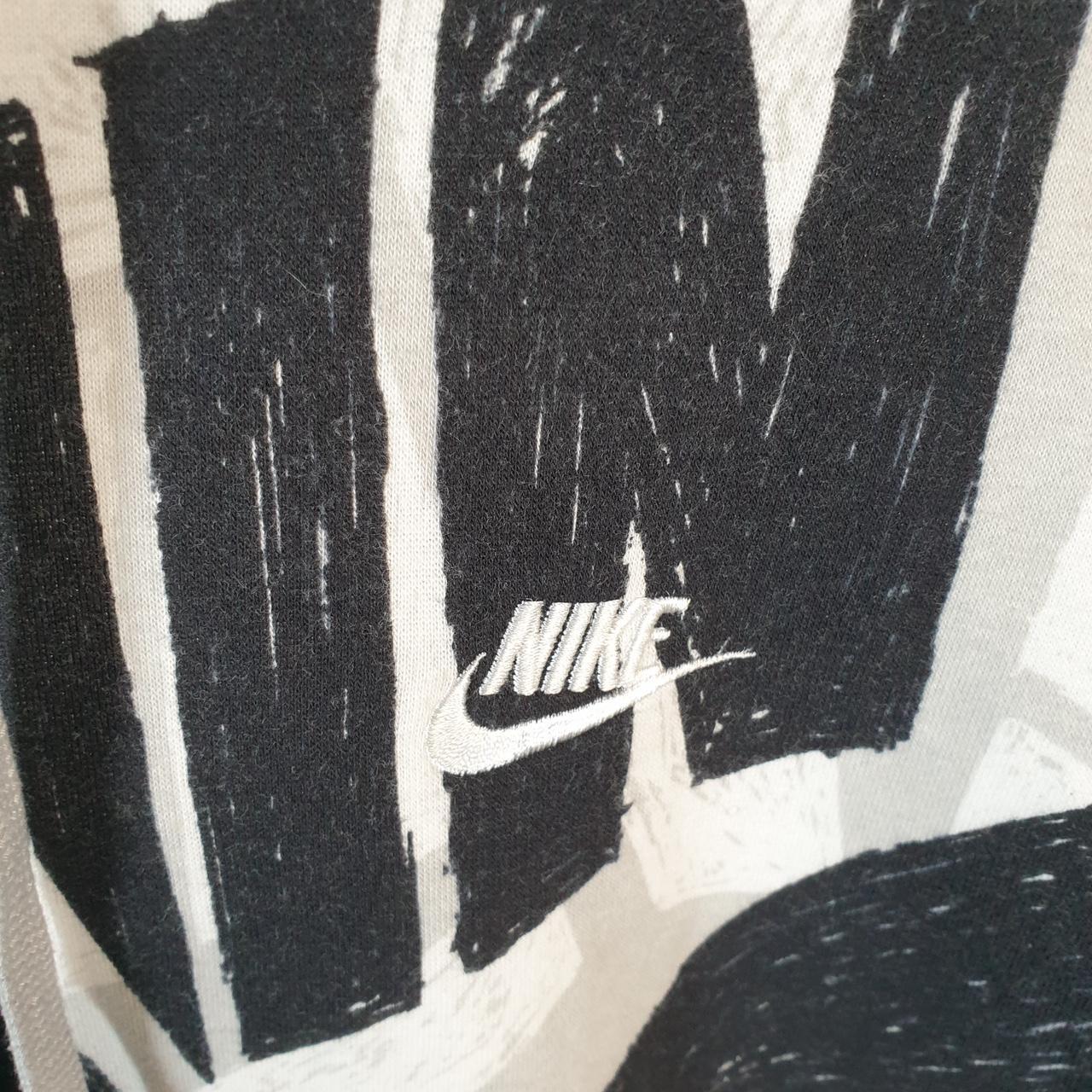 Vintage Nike Club All Over Print AOP Hoodie Men’s Small Black Swoosh Y2K Pullover