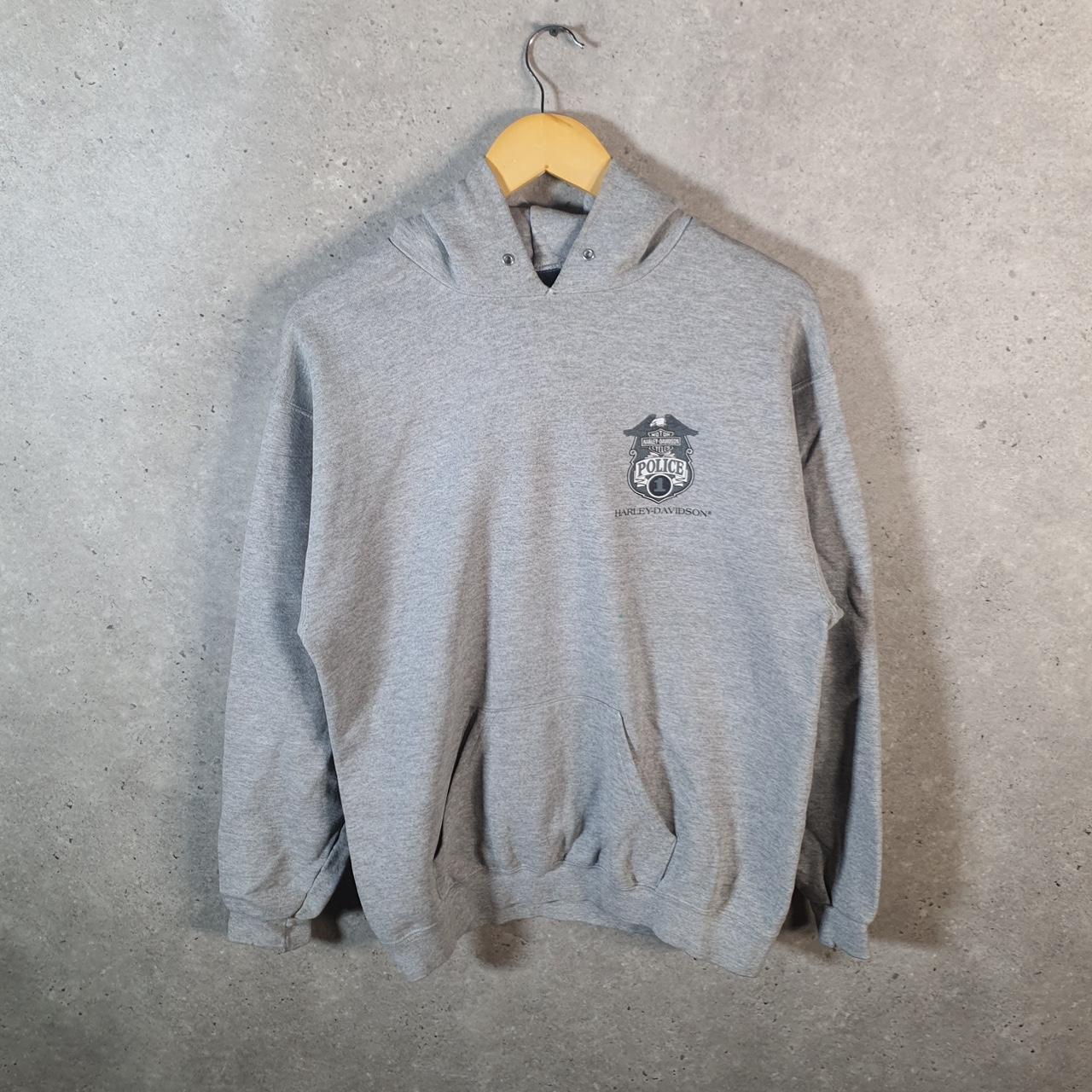 Vintage Harley Davidson Motorcycle Hoodie Mens Medium Grey Pullover USA