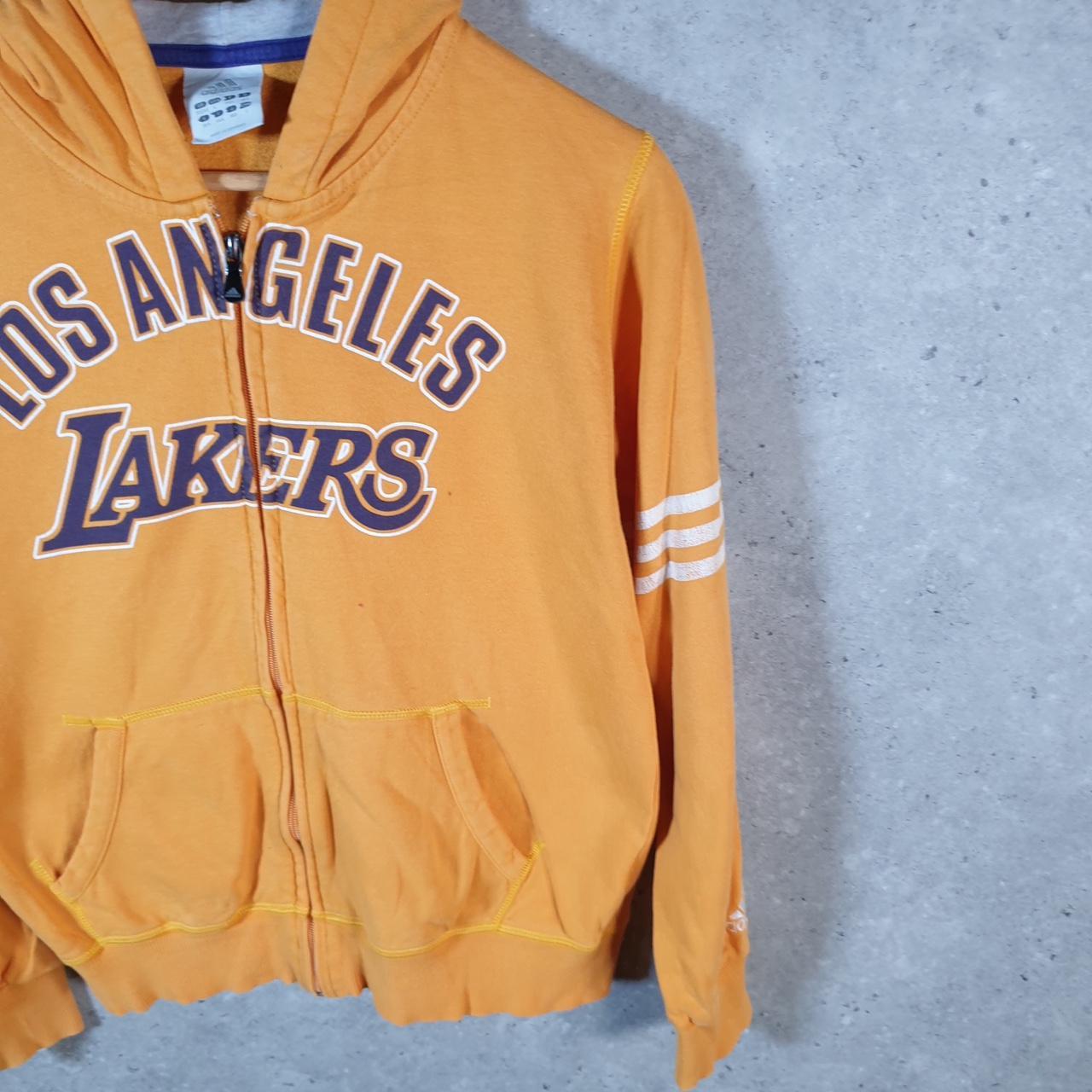 Vintage Adidas Los Angeles Lakers Hoodie Kids 14 Years Old Orange Full Zip Baggy