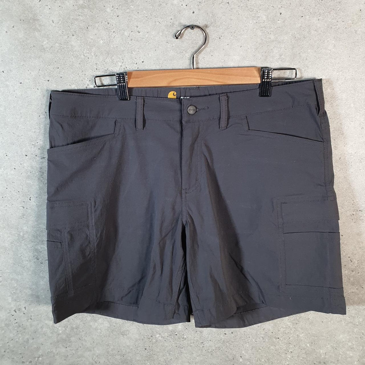 Vintage Carhartt Baggy Carpenter Shorts Jorts Cargo Womens W36 Grey Straight Fit Workwear Big Fish Vintage