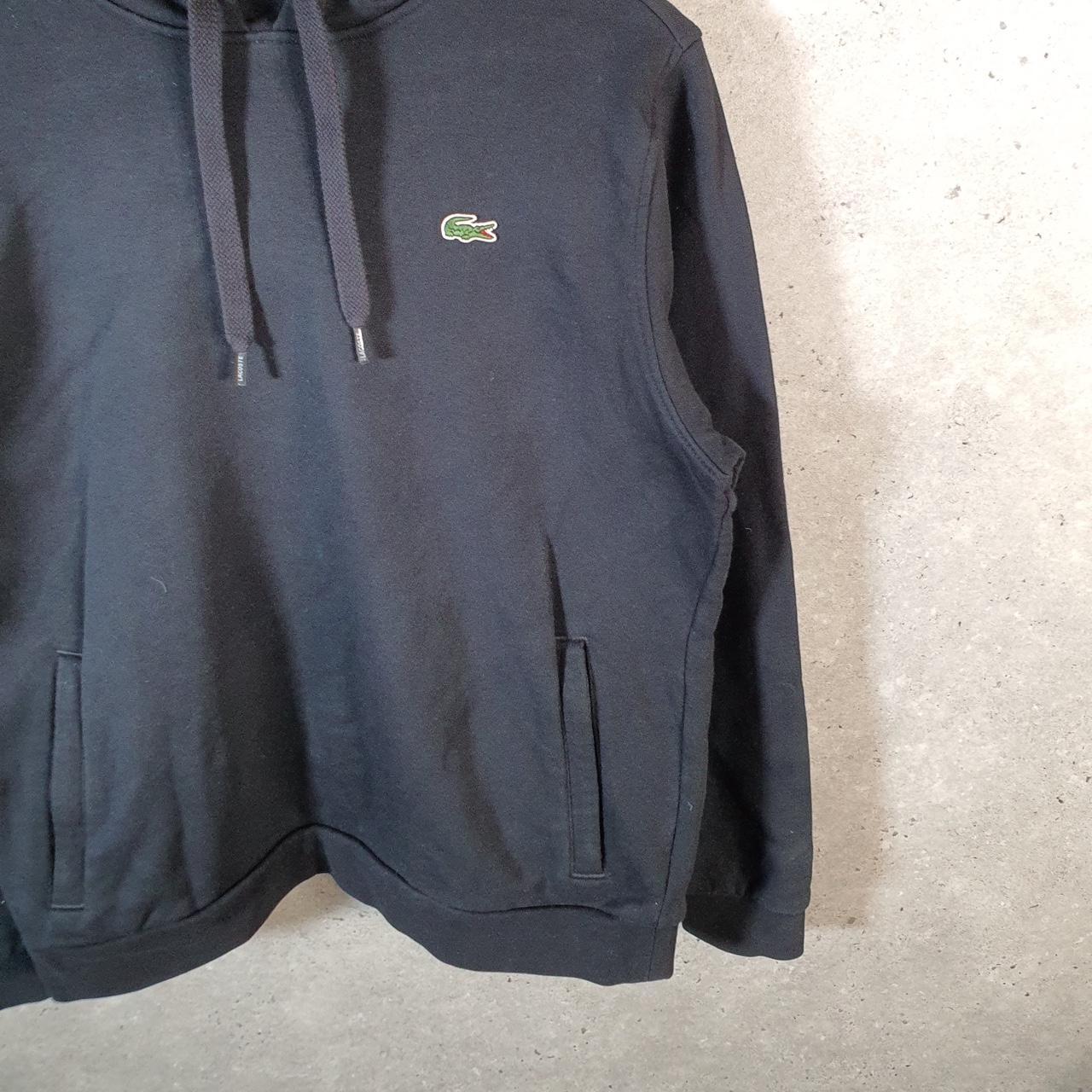 Vintage Lacoste Hoodie Men’s Medium Black Pullover Logo Y2K Jumper Logo Casual