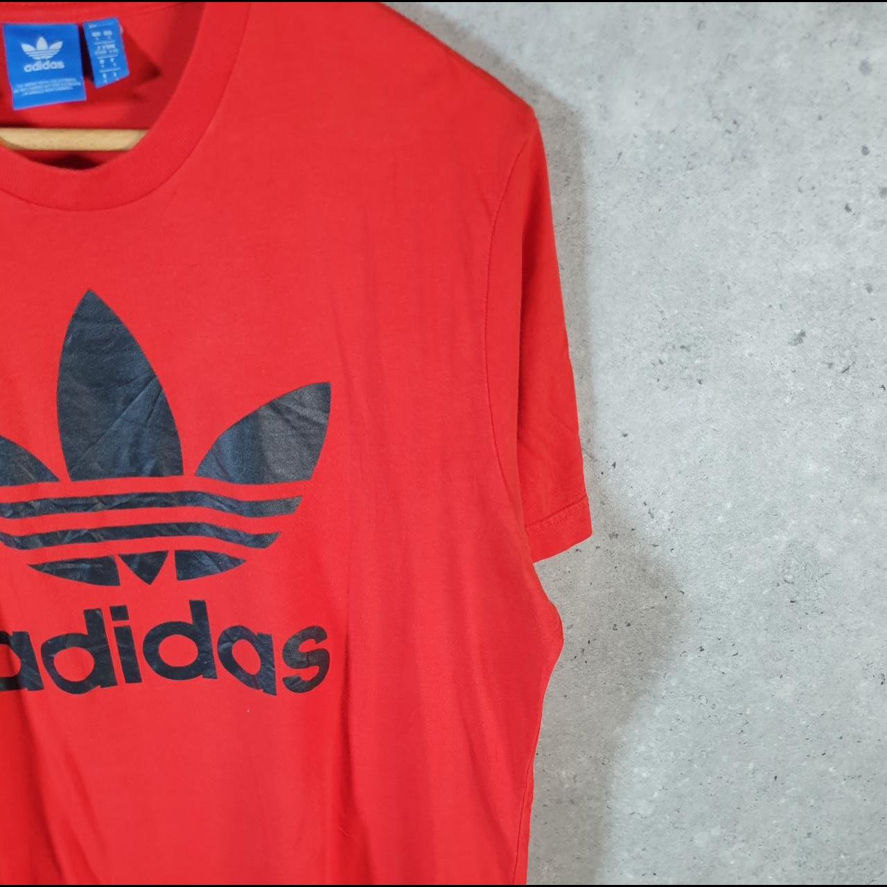 Vintage Adidas Trefoil T Shirt Men’s Large Red Three Stripes Logo Athletic