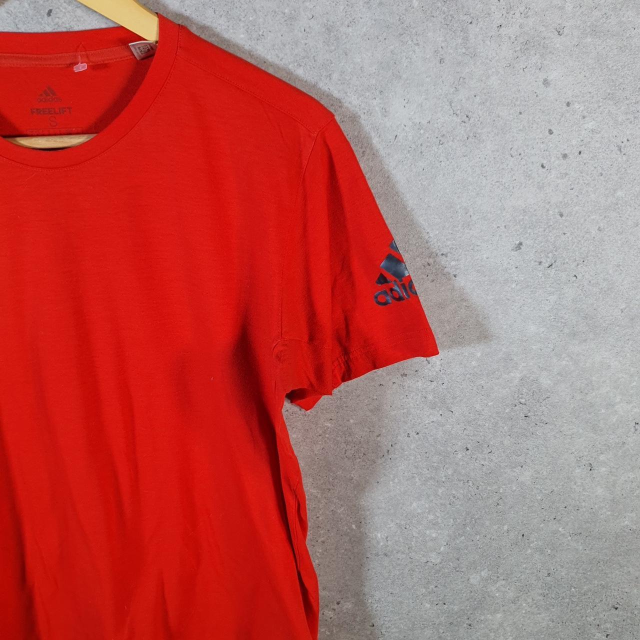 Vintage Adidas Freelift ClimaLite T Shirt Mens Small Orange Three Stripes Logo Athletic