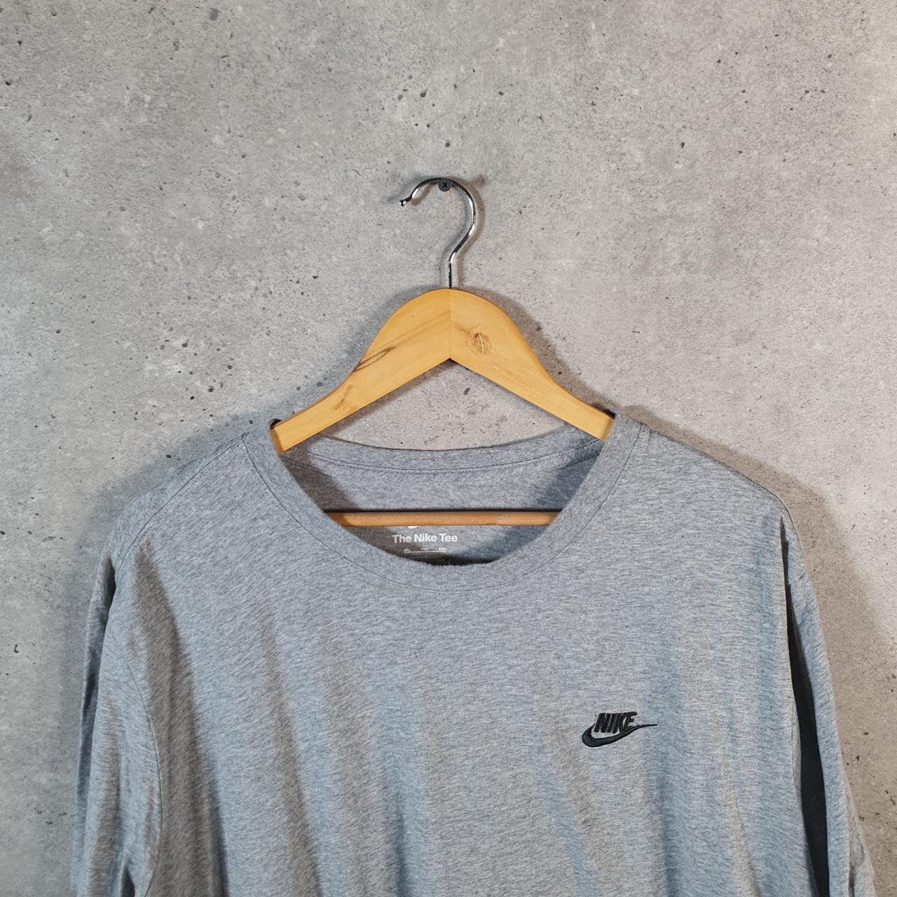 Vintage Nike Club T Shirt Men’s 2XL Grey Embroidered Swoosh Logo Athletic Big Fish Vintage