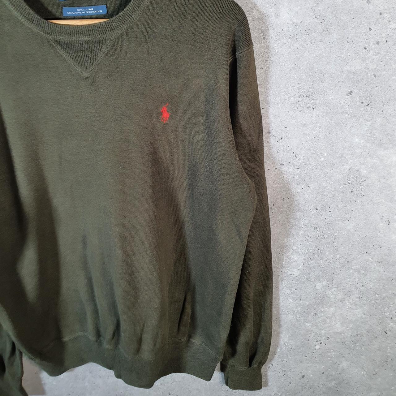 Vintage Ralph Lauren Polo Sweatshirt Men’s Large Khaki Green Cotton Pullover Pony